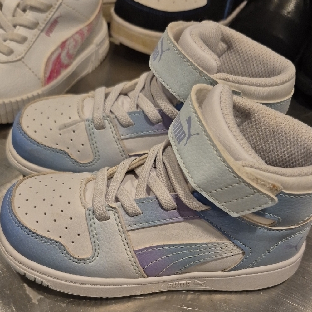 Puma Blue and White Retro High-Top Sneakers